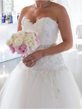 Ivory Floral Applique Wedding Gown